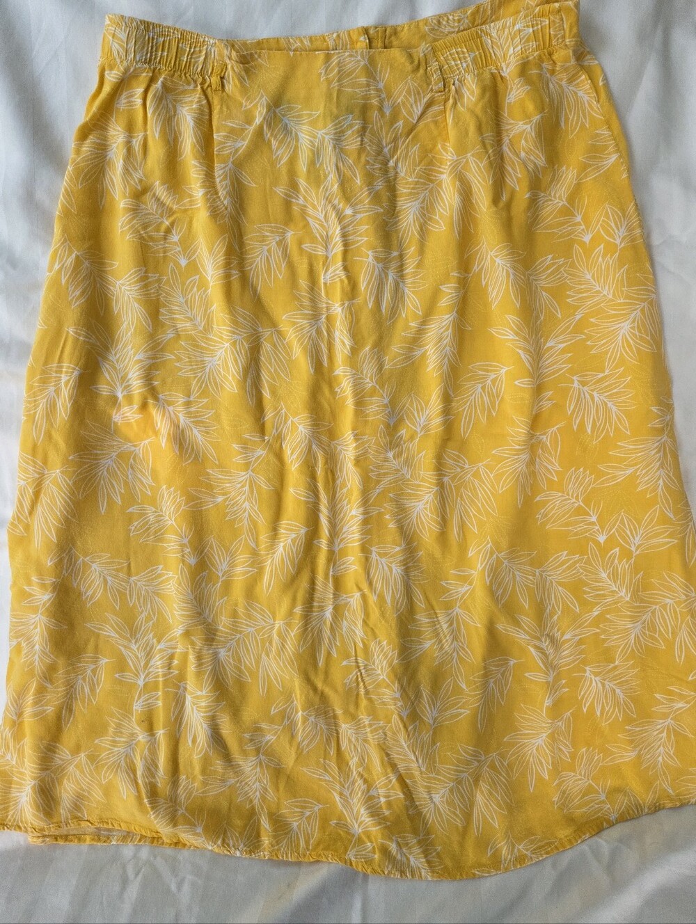 Vintage Sag Harbor Yellow Leaf Print Midi Skirt, Light & Flowy Size Large